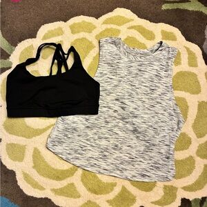 Lululemon black bra and grey tank size 6